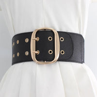 Women Wide Elastic Dress Belt Stretch Waist Belt Vintage Fashion Casual Cinch Belt Buckle Retro PU Leather Punk Waistband пояс