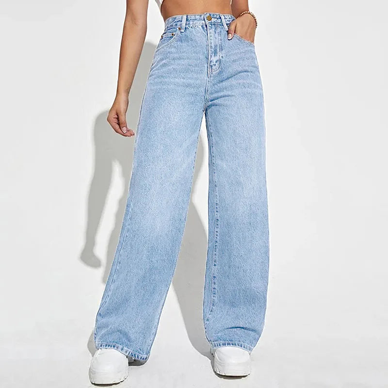 Loose Denim Slim High Waist Wide Leg Pants