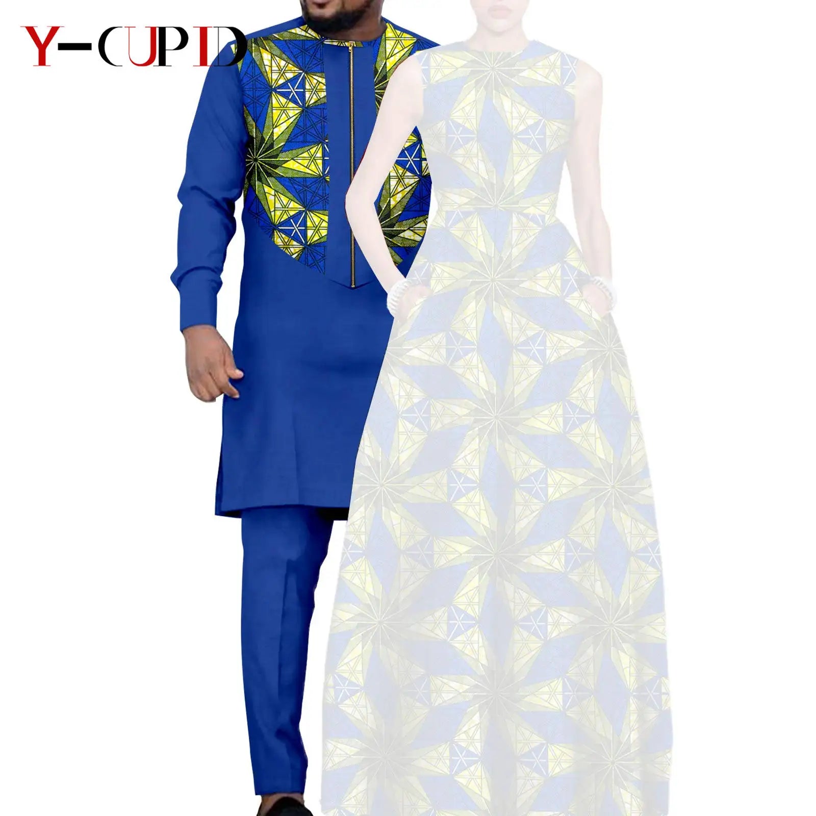 African Dresses for Matching Couple Outfits for Party Vestidos Y23C067