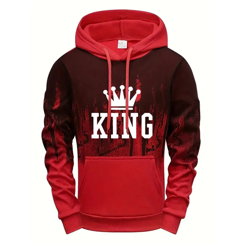 King Printing Mens Tracksuit Splash-ink Hooded Sweatshirts Casual Sports Jogging Mens Clothing Fashion Single Piece Tops Pants