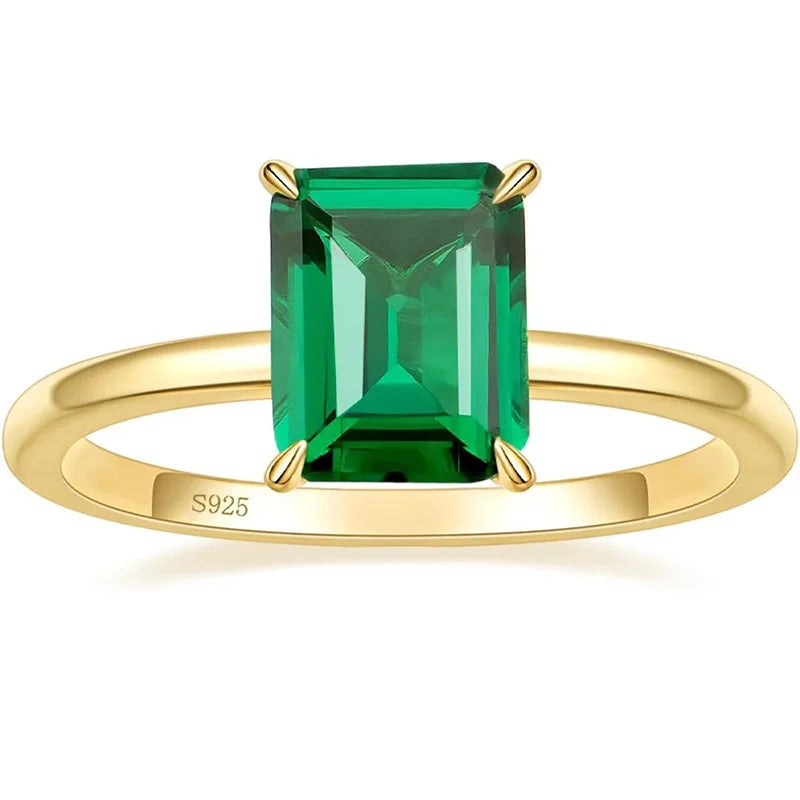 Dazzling Gemstone Emerald 925 Sterling Silver Ring For Women