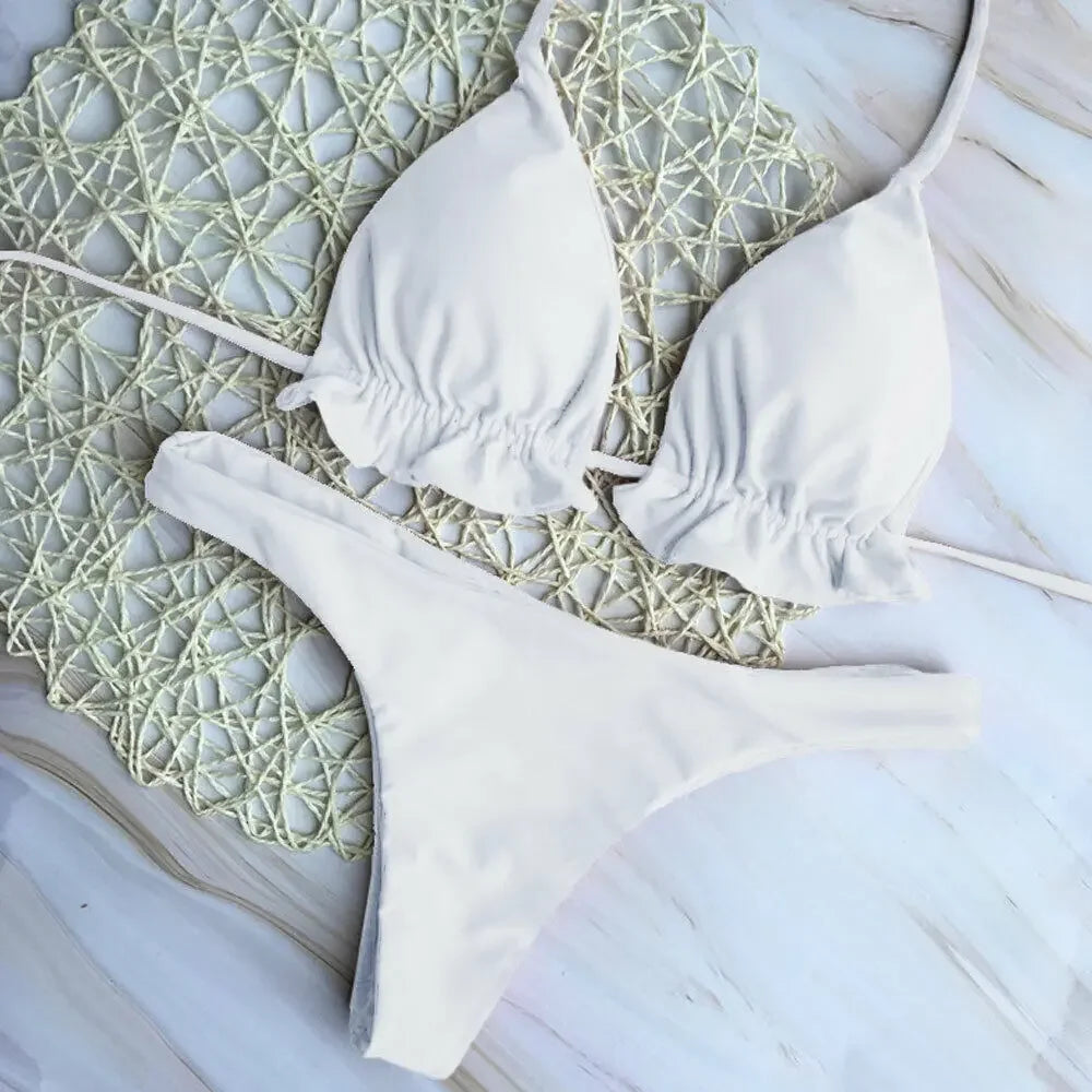 Women Sexy Bandage Lace Up Bikini Set