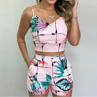 Women's Sleeveless Top and Shorts Loungewear Set with Belt