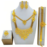 24K real gold  9999 yellow gold Jewelry suit Long Necklace suit Bracelet