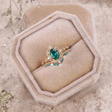 Classic Rose Gold Emerald Pair Ring for Women