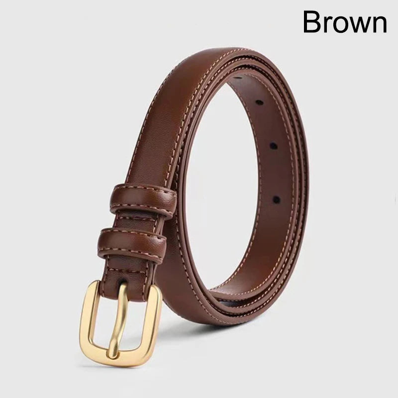 Women's PU Leather Belt with Metal Buckle Casual Simple Waist Strap for Jeans And Dresses Decorative Female Waistband Gift