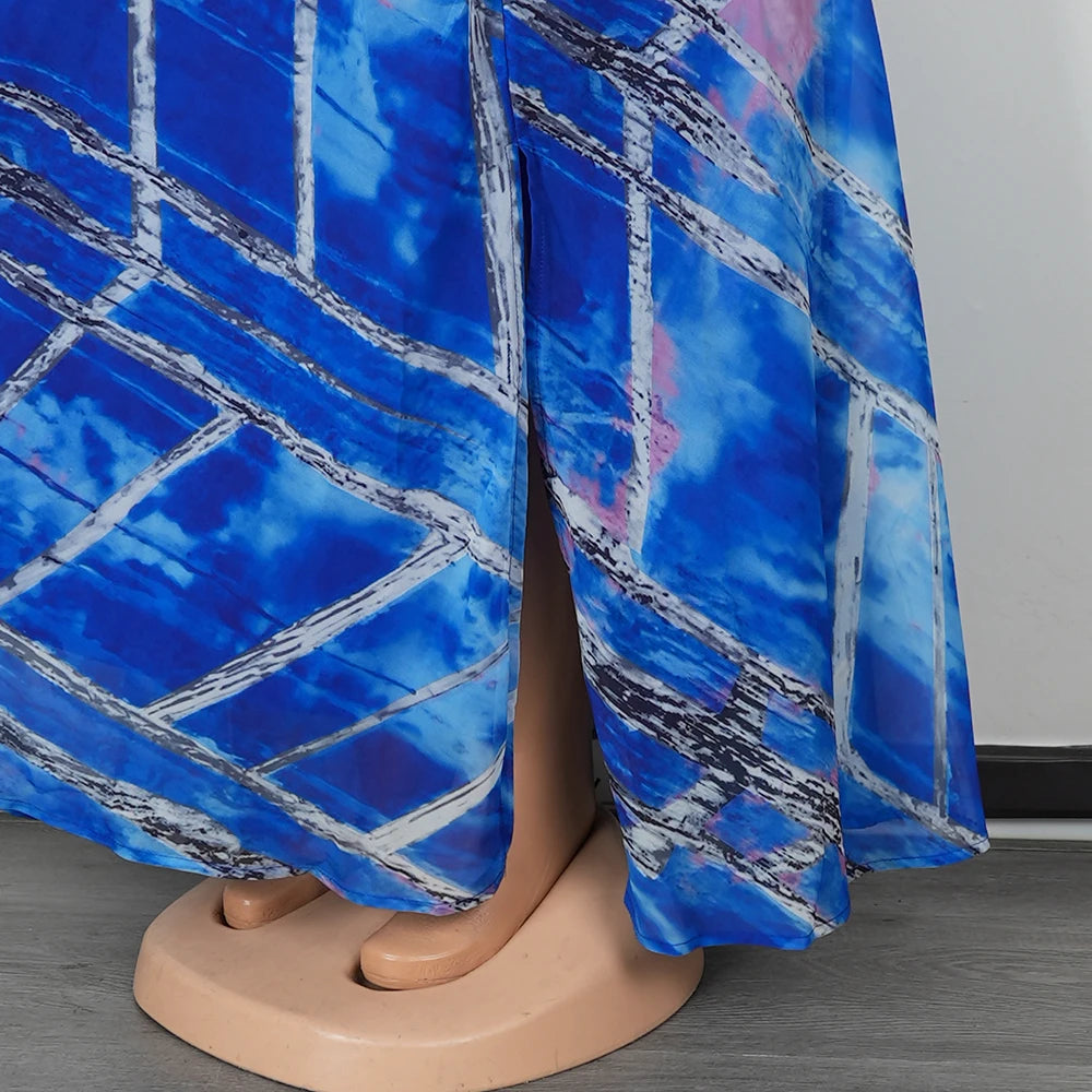 Afro-Fashion Sleeveless Chiffon Maxi Long Dress for curve pretty afro-queens