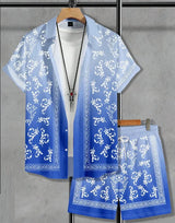 Men 3D Printed Retro Hawaiian Shirt Set