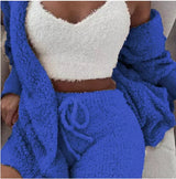 Fashion Solid Color Plush Three-Piece Set