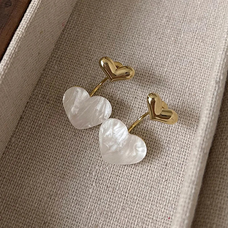 Gold Plated Pearl Heart Stud