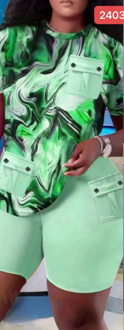 Casual Round Neck High Waist Shorts Pants Set