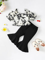 2 Pcs Floral One Shoulder Top+ Pant Set