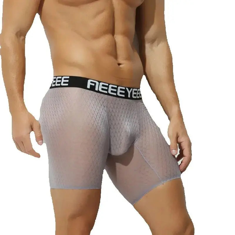 Men's Panties Extended Boxers Sexy Briefs Ultra-Thin Ice Silk Undrewear Seamless Quick-Dry Breathable Fitness Anti-Chafing Legs