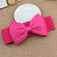 New Women Bowknot Cummerbunds Elastic Bow Wide Stretch Bukle Waistband Belt Fashion Girl Dress Accessories Waist Belts