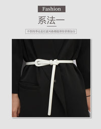 Thin Knotted Belts for Women Belt Lady Waist Band Soft Leather Waist Belt Solid Color Strap Dress Coat  Accessories Luxury