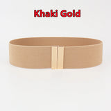 Fashion Women Elastic Band Wide Belts Simple Down Coat Waist Belt Female Buckle Black Strap Dress Decoration Accessories Ladies