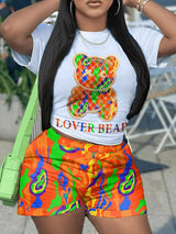 2 PCs Set Casual Short Sleeve Blouse & Pants