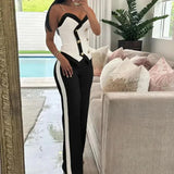 Female High Waist Trousers Two Piece Set