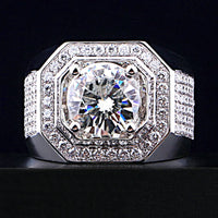 14K Gold Solitaire Male 2ct Lab Diamond Moissanite Ring