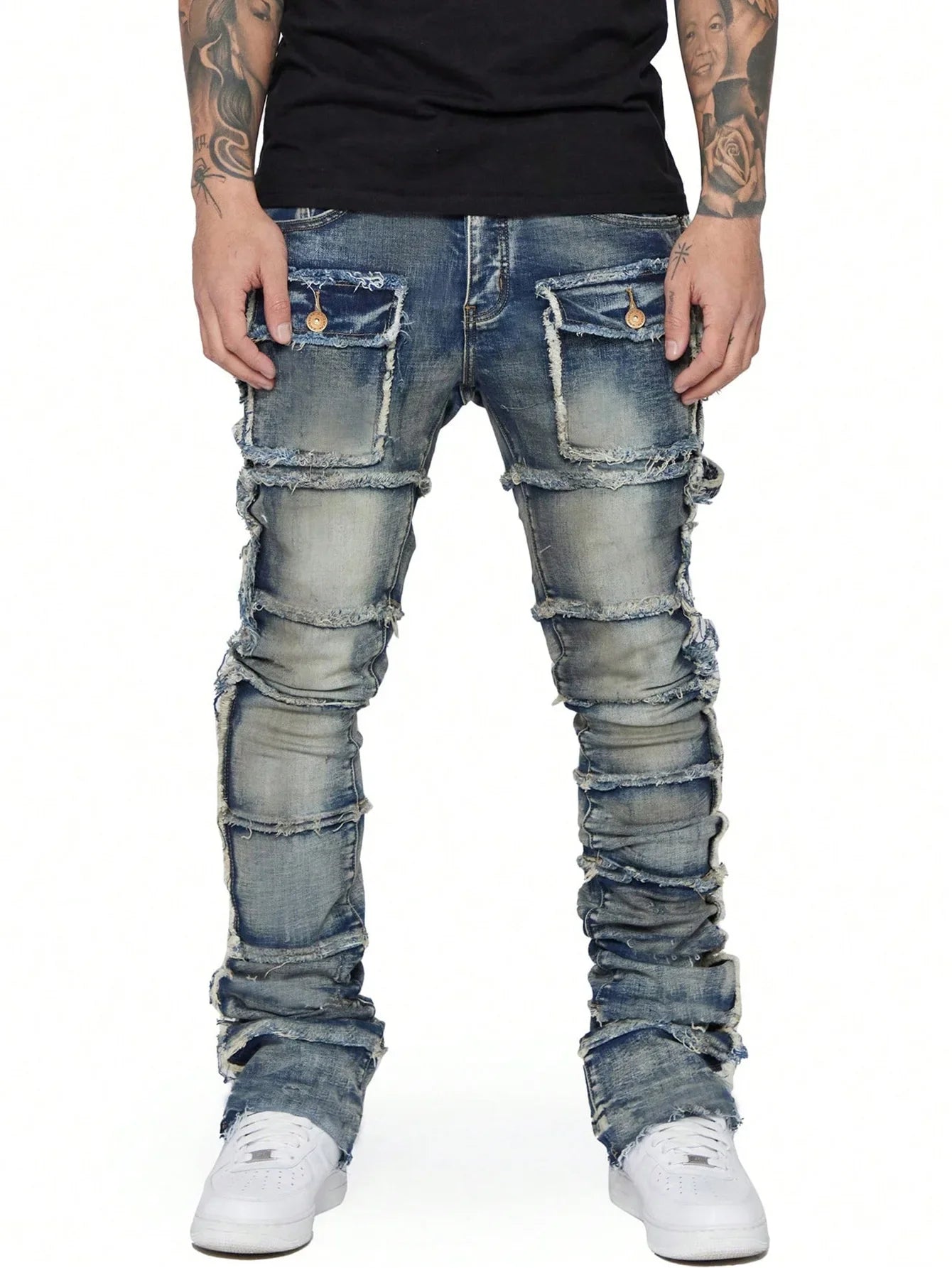 Fashionable Trendy Flared Men Denim Pants