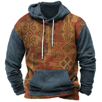 Men Hooded Vintage Print  Sweatshirt