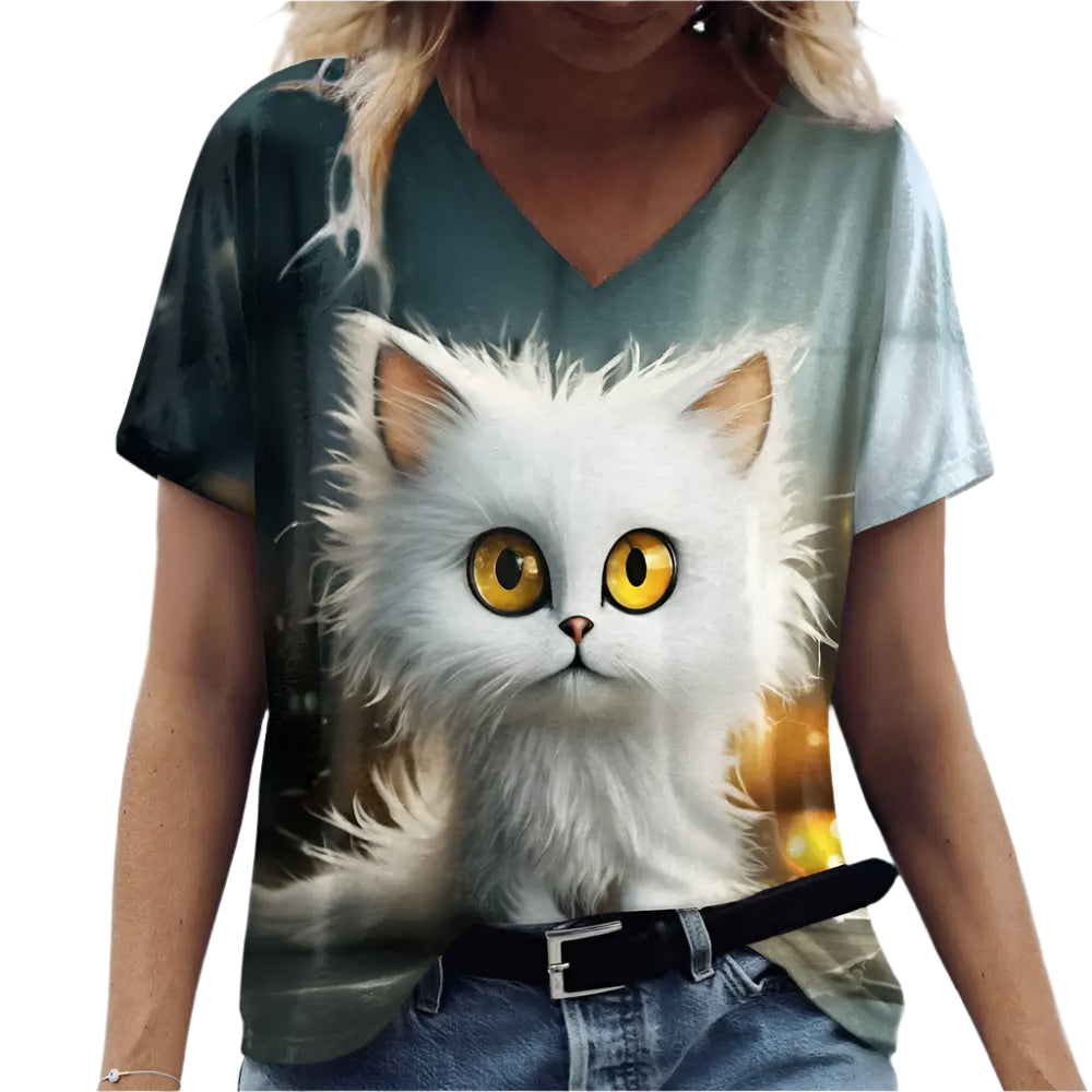 Cat Print Casual T-Short