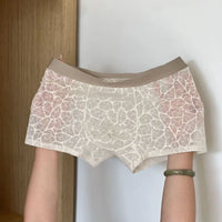 Fashion Underpants Men Boxer Briefs Ice Silk Mesh Thin Lace Shorts Boxers Breathable Summer Underwear for Men Men