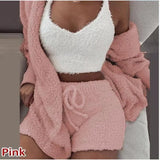 Fashion Solid Color Plush Three-Piece Set