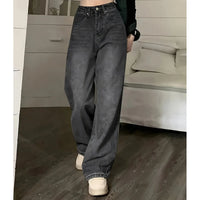 High Waist Gray Goth Straight Leg Pants