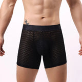 Fashion Ice Silk Underwear Long Leg Boxer Shorts For Man EUR Size Summer Thin Quick Dry Panties Lace Sexy Lengthen Underpants