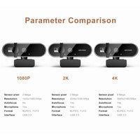 4K Webcam Video Camera 2K Autofocus Streaming Web Cam With Microphone Full HD 1080P Webcams for PC/Computer/Laptop