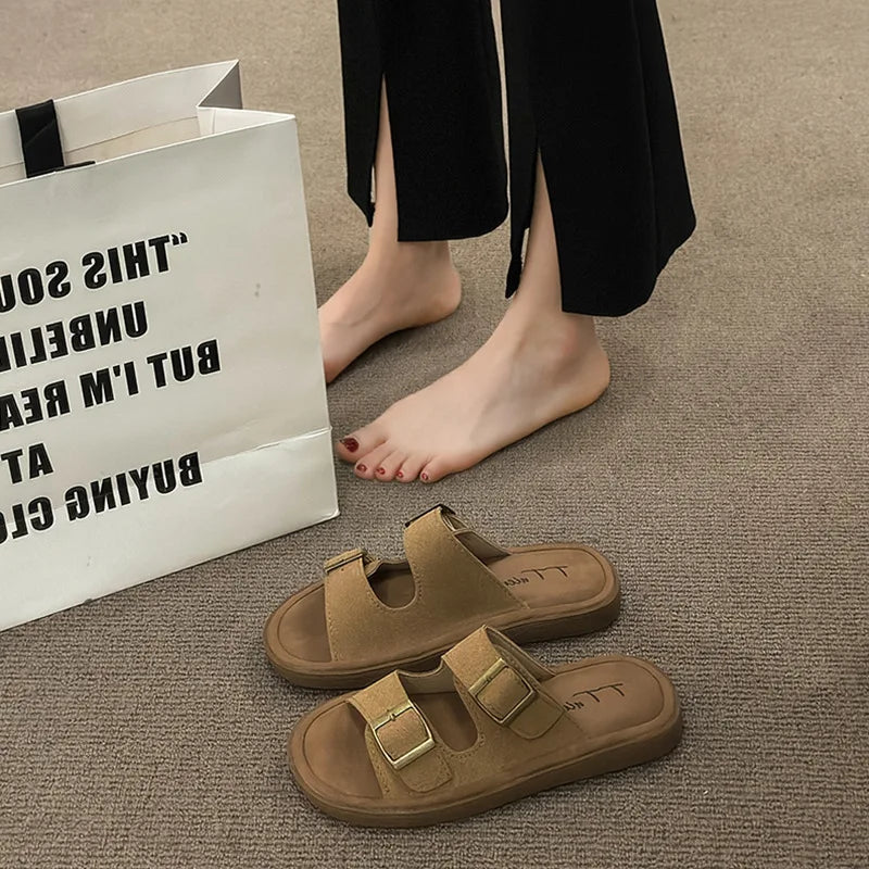 Casual Anti-Skid Flat Fabric Slides