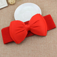 New Women Bowknot Cummerbunds Elastic Bow Wide Stretch Bukle Waistband Belt Fashion Girl Dress Accessories Waist Belts