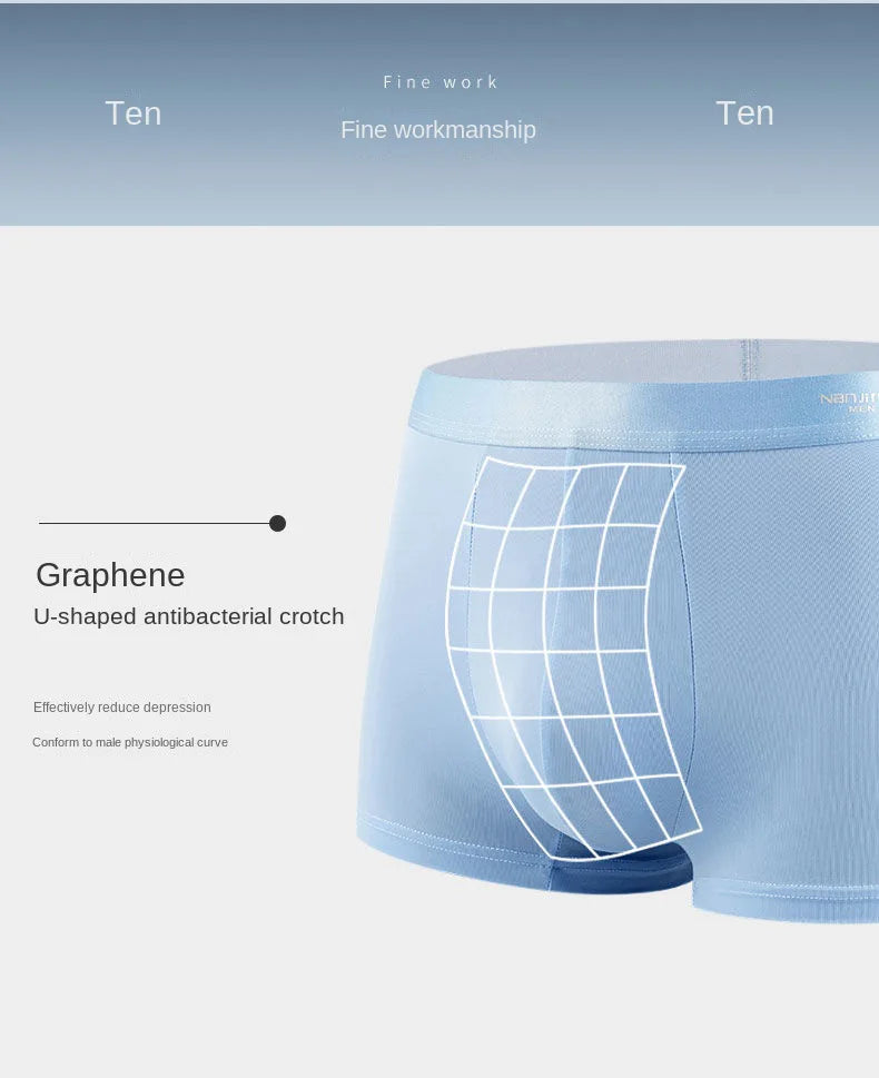 4pcs Boxer Shorts Men's Ice Silk Underwear Male Underpants Breathable Sexy Thin Panties U Convex Lingerie Wholesale Lots L-6XL