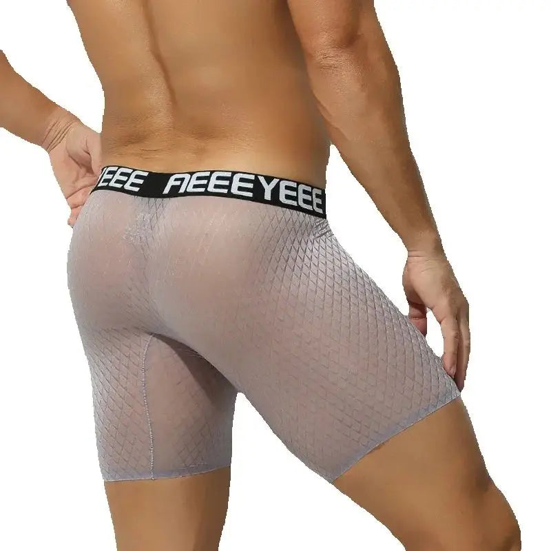 Men's Panties Extended Boxers Sexy Briefs Ultra-Thin Ice Silk Undrewear Seamless Quick-Dry Breathable Fitness Anti-Chafing Legs