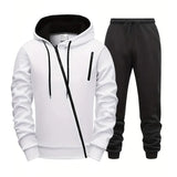 Mens Tracksuit Solid Color Casual Zipper Sweatshirts Daily Sports Jogging Hoodies Mens Clothing Single Piece Jacket Tops Pants