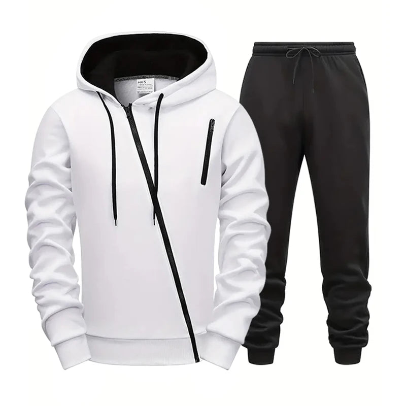 Mens Tracksuit Solid Color Casual Zipper Sweatshirts Daily Sports Jogging Hoodies Mens Clothing Single Piece Jacket Tops Pants