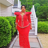 African women's elegant dress Mesh fabric