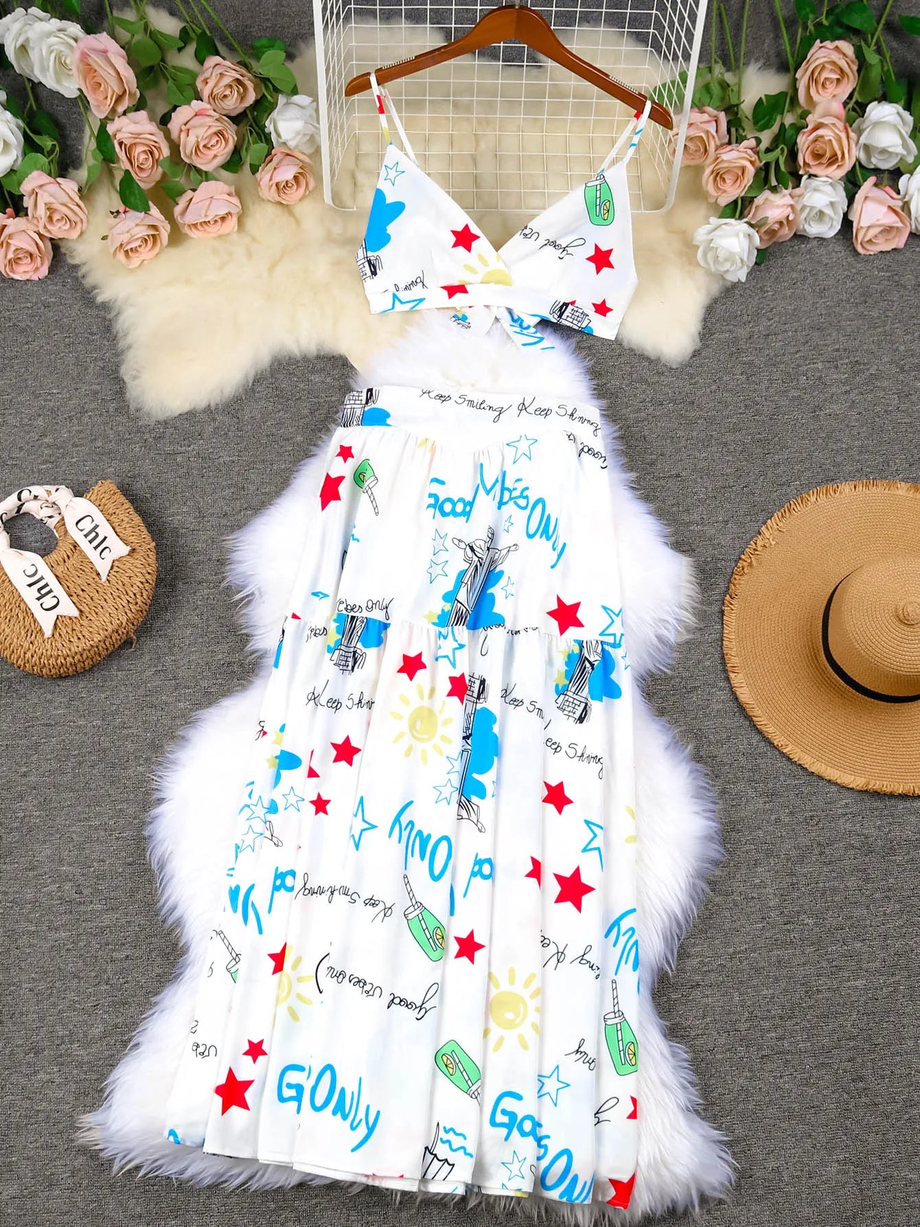 Beach Dance Suspenders Tube Top & Skirts Set