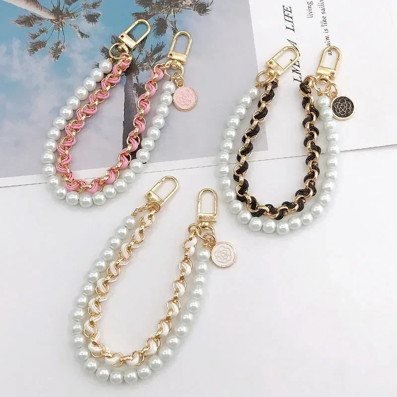 Leather Pearl Mobile Phone Charm