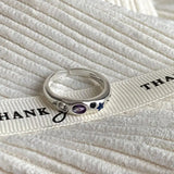 925 Sterling Silver Simple Colorful Heart Stone RingsFor Women Geometric Fashion Smiple Open Handmade Allergy Party Jewelry Gift