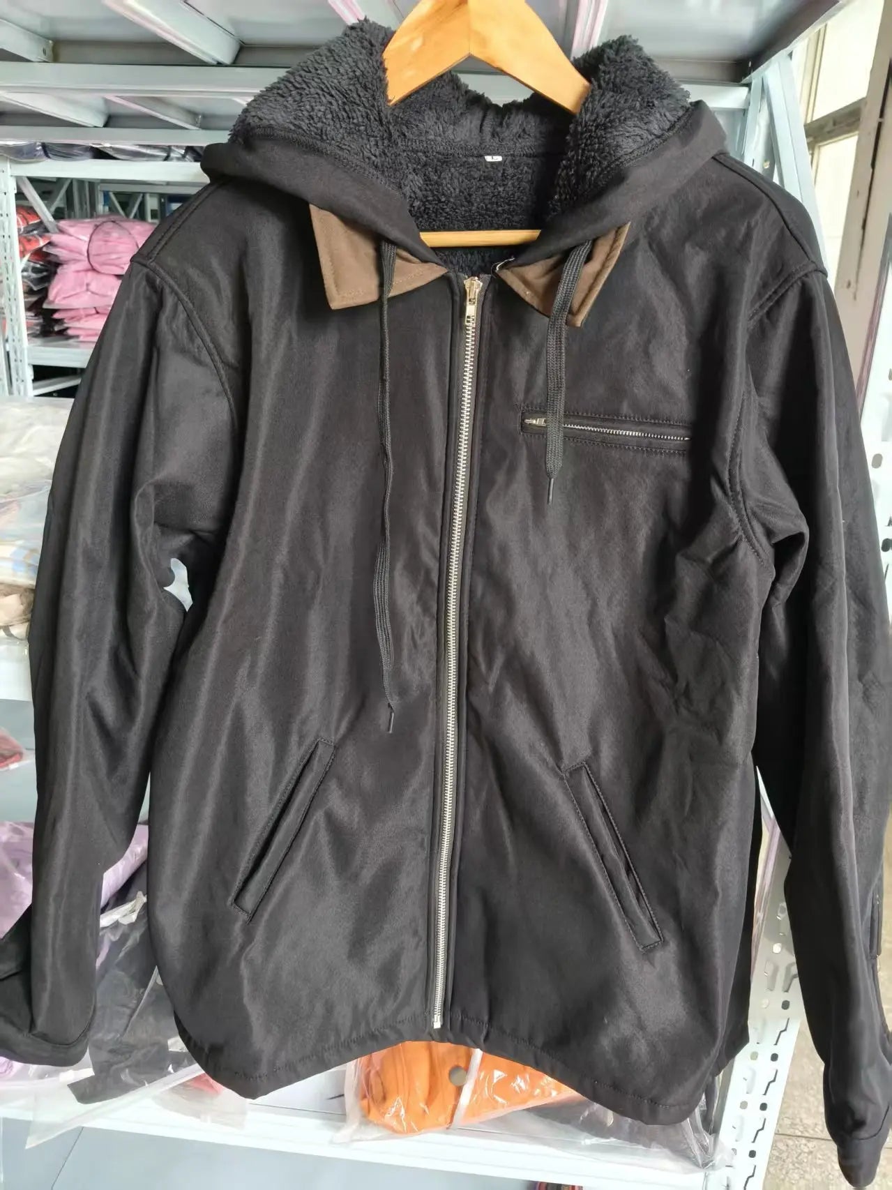 Men's Solid-Color Hooded Cotton Jacket