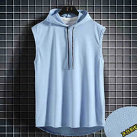 Men Tie Collar Hooded Sleeveless Vest