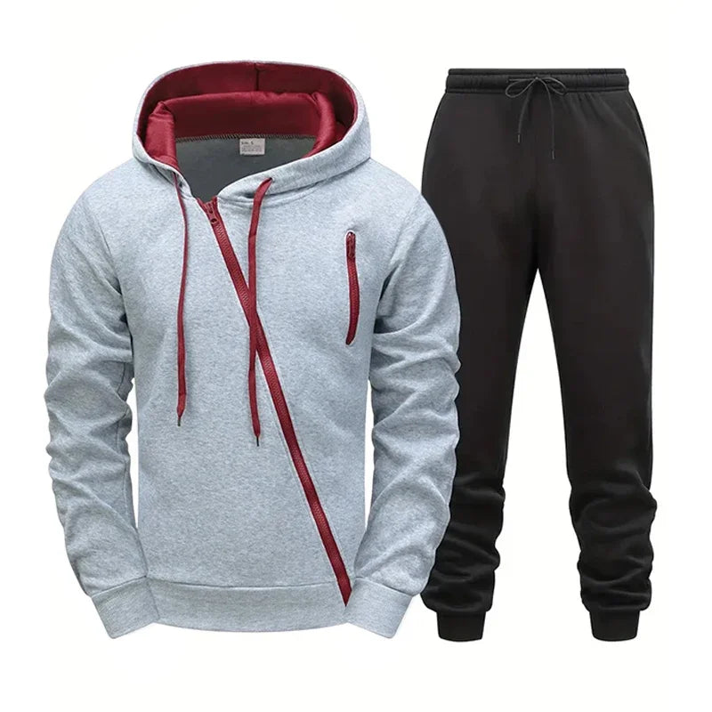 Mens Tracksuit Solid Color Casual Zipper Sweatshirts Daily Sports Jogging Hoodies Mens Clothing Single Piece Jacket Tops Pants