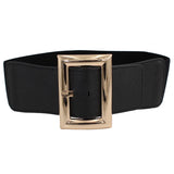 Women Wide Elastic Dress Belt Stretch Waist Belt Vintage Fashion Casual Cinch Belt Buckle Retro PU Leather Punk Waistband пояс