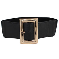 Women Wide Elastic Dress Belt Stretch Waist Belt Vintage Fashion Casual Cinch Belt Buckle Retro PU Leather Punk Waistband пояс