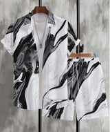 Men 3D Printed Retro Hawaiian Shirt Set