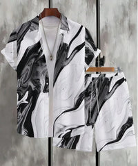 Men 3D Printed Retro Hawaiian Shirt Set