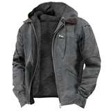 Men's Solid-Color Hooded Cotton Jacket