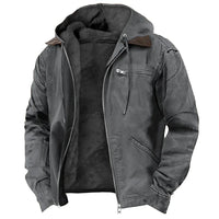 Men's Solid-Color Hooded Cotton Jacket
